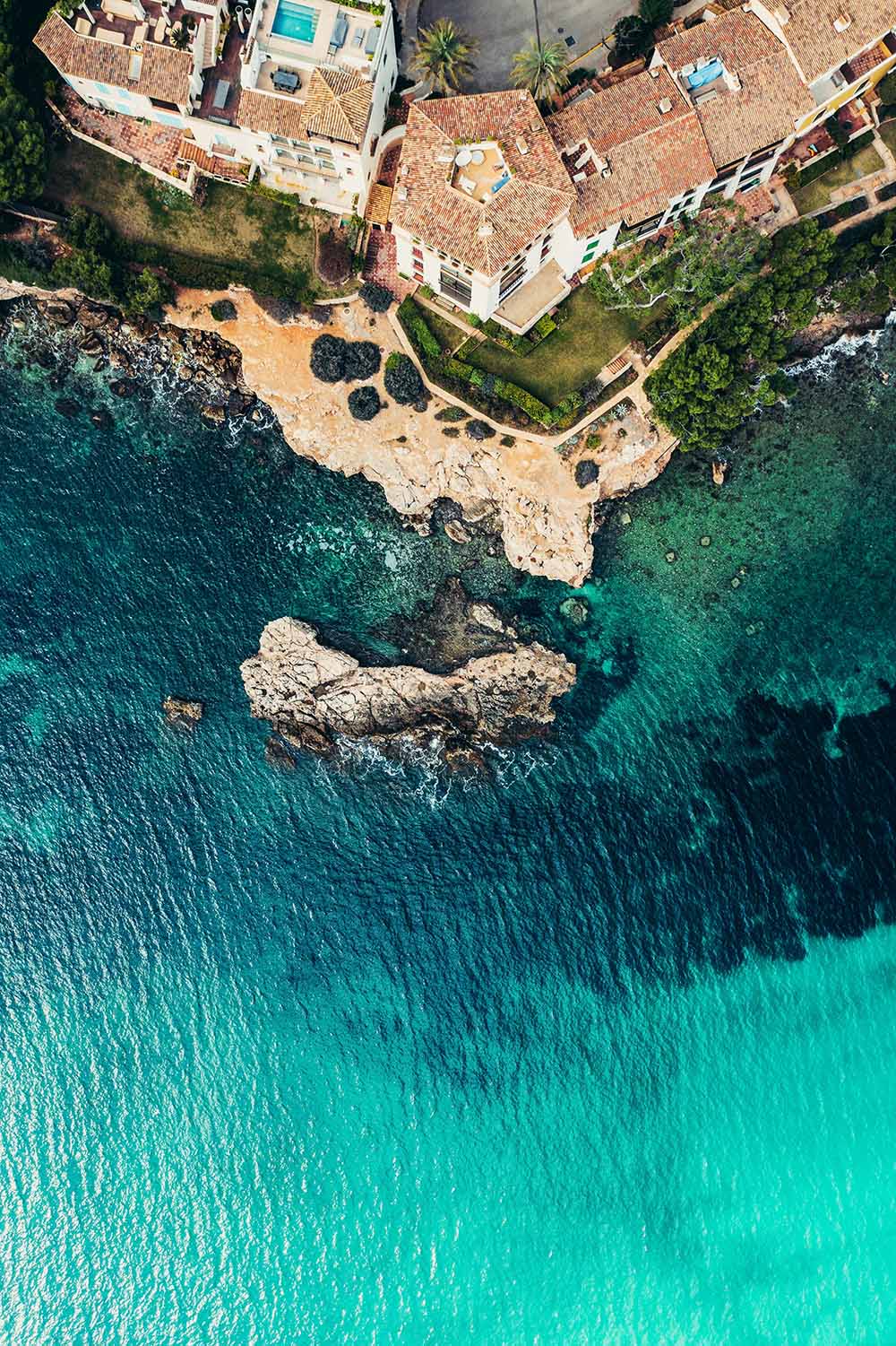 Areal picture of a house on the coast in Spain